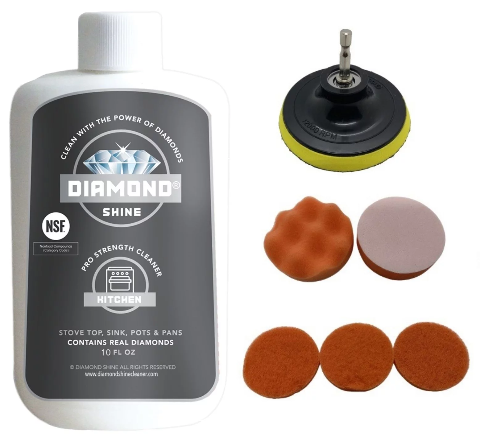 Diamond Shine Ultimate Cooktop Cleaner Combo Pack With Drill Scrub Pads