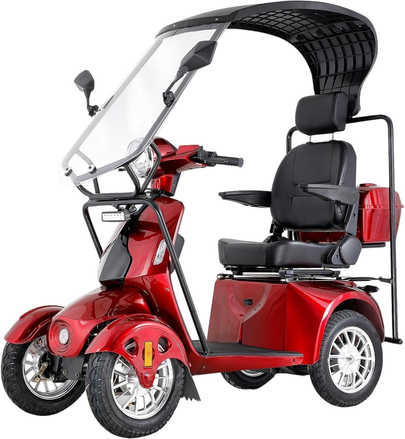 Heavy Duty Mobility Scooter with Roof & Windshield - Electric Powered Wheelchair for Seniors & Adults 500lbs Capacity- 800W Fast Mobility Chair with Long Range Battery Remote Keys