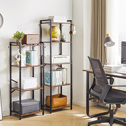 YMYNY 3 Tiers Bookcase, Industrial Metal Bookshelf with Side Fence, Storage Organizer for Living Room, Home Office, Bedroom, Display Racks, Sofa Side Table, 29.5 * 15.75 * 11.4