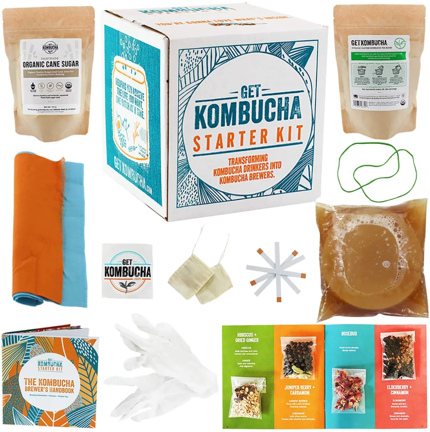 DIY Gifts Get KomBucha Brewing Starter Kit, Makes 5 Gallons of Organic Kombucha-Kit