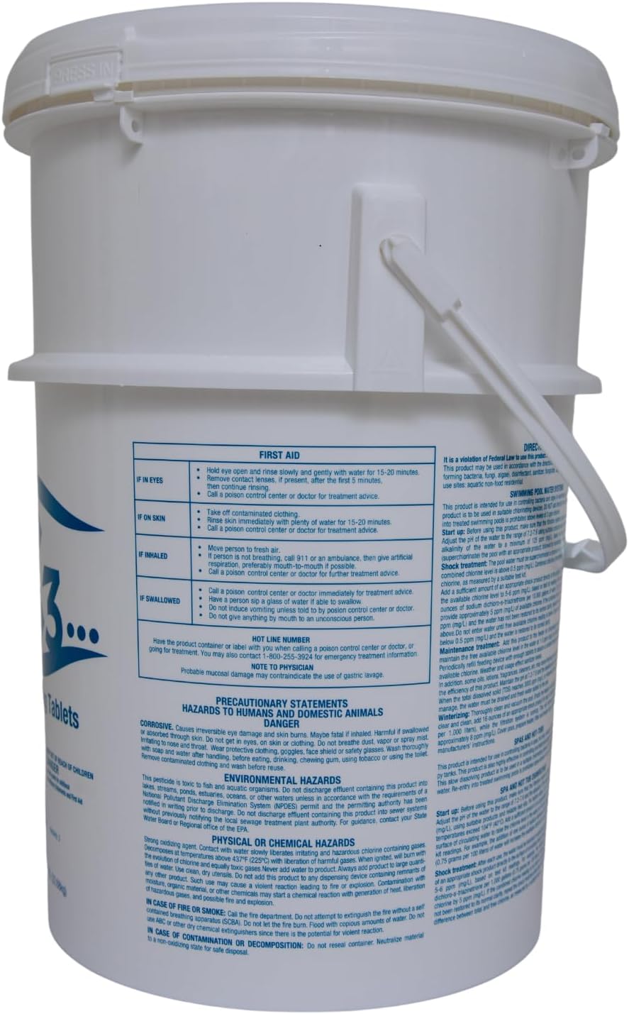 C3-5lb Chlorine Tablets, 3 Inch | Swimming Pool & Spa Chlorine Tablets | Long-Lasting, Slow Dissolving, Individually Wrapped Chlorine Tabs | Tri-Chlor 3 Inch Tablets Pool Cleaner