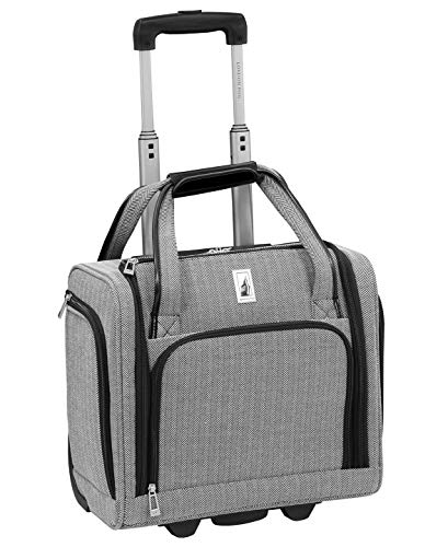 LONDON FOG Newcastle 15-Inch Underseater, Telescoping Handles, Rose Charcoal Herringbone