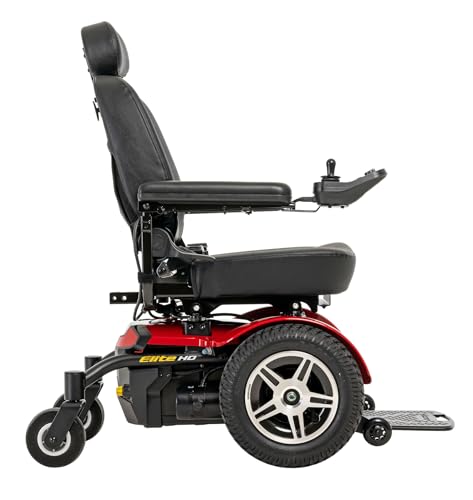 Pride Jazzy Elite HD Power Wheelchair, 450 Lbs. Weight Capacity, with 5-Year Extended Warr (Red, 22