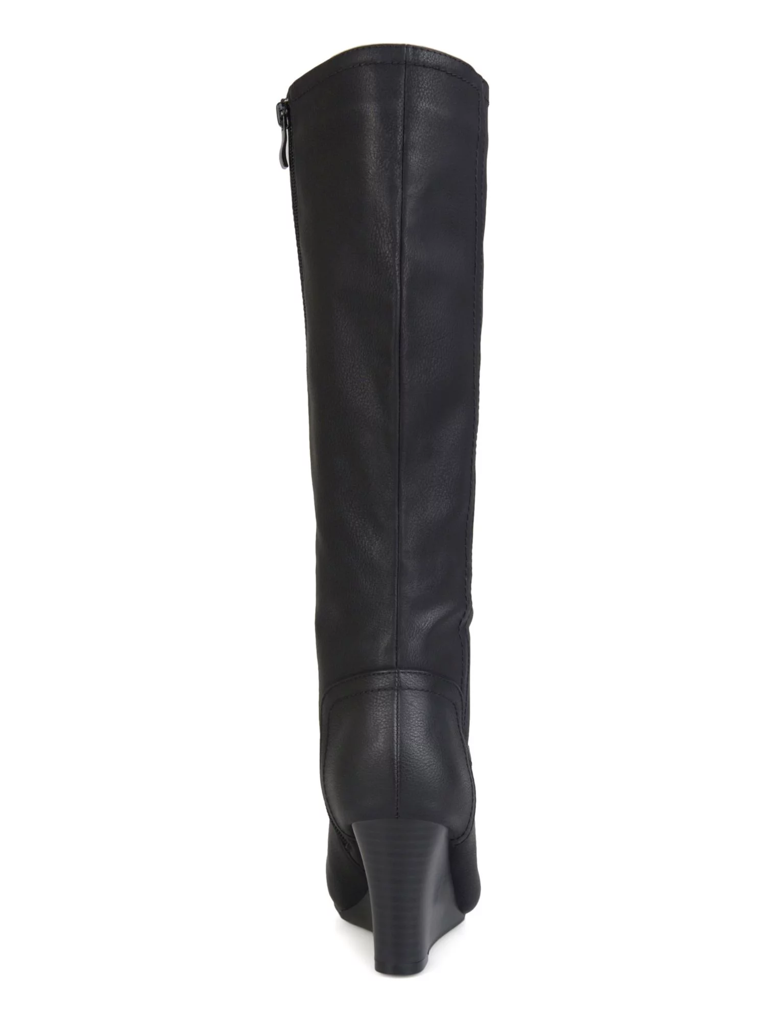 Women's Journee Collection Langly Wedge Heel Knee High Boot Black Faux Leather 8 M