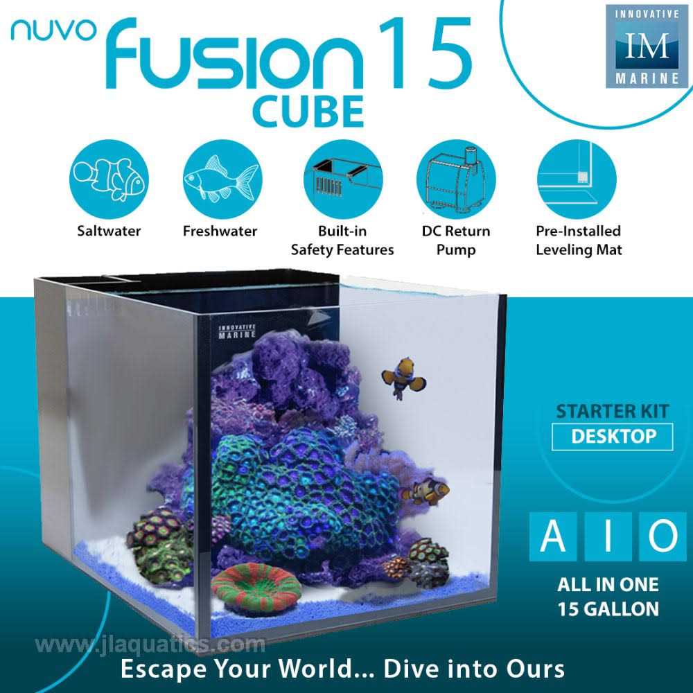 Innovative Marine 15 Nuvo Fusion AIO Cube Aquarium - Pet Supplies online store