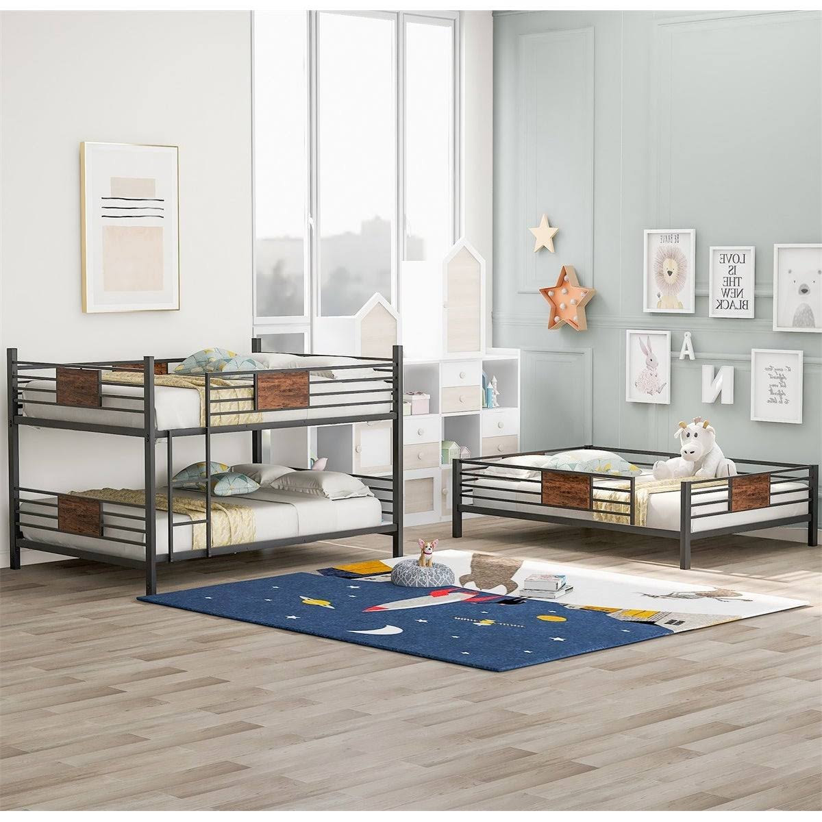 Merax Full Over Full Over Full Triple Bed, Divided Into Three SEPARATE Beds - White