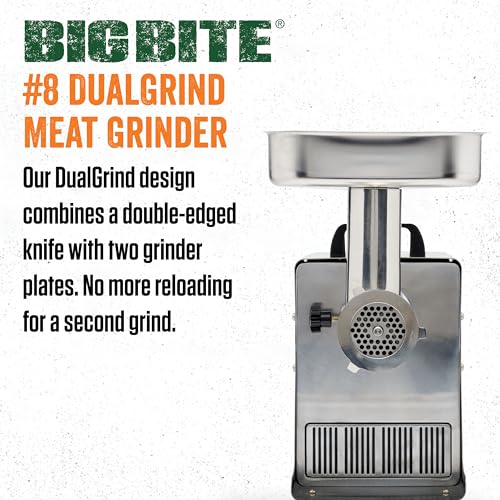 LEM Products BigBite Dual Grind #8 0.50 HP Stainless Steel Electric Meat Grinder Machine, Ideal for Regular Use