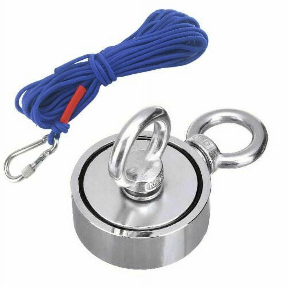 Upto 1300 Lbs Fishing Magnet Kit Pull Force Strong Neodymium + Rope + Carabiner