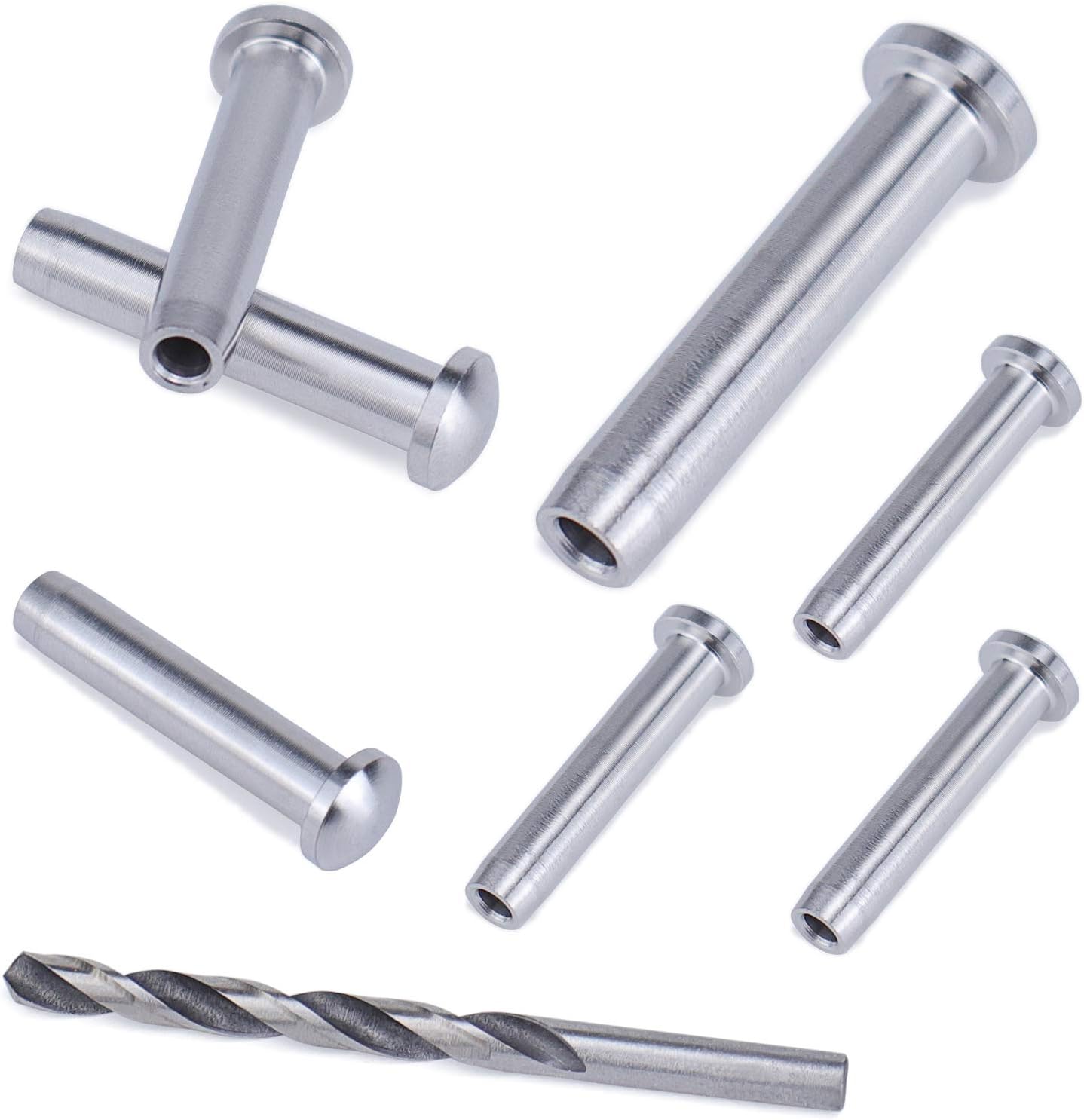 Muzata 40Pack 1/8 Stemball Swage Dead End Invisible Cable Railing Kit Hardware Terminal Round Head T316 Stainless Steel for Wood Stair Deck WoodHidden System CB12,CV1 CV2 Pack of 2