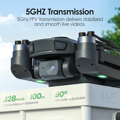 Drone with Camera for Kids 1080P FPV Drones for Adults with 5G Transmission, WeFone WF20 Foldable RC Quadcopter Small Dron Toys, Brushless Motor, Altitude Hold, 3D Flips, 2 Batteries