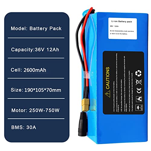 36V/ 48V Ebike Battery Electric Bikes Li-ion Battery Pack Lithium E-Bike Battery w/ 2A Charger for 200W-1000W Electric Bicycles Motor Kits