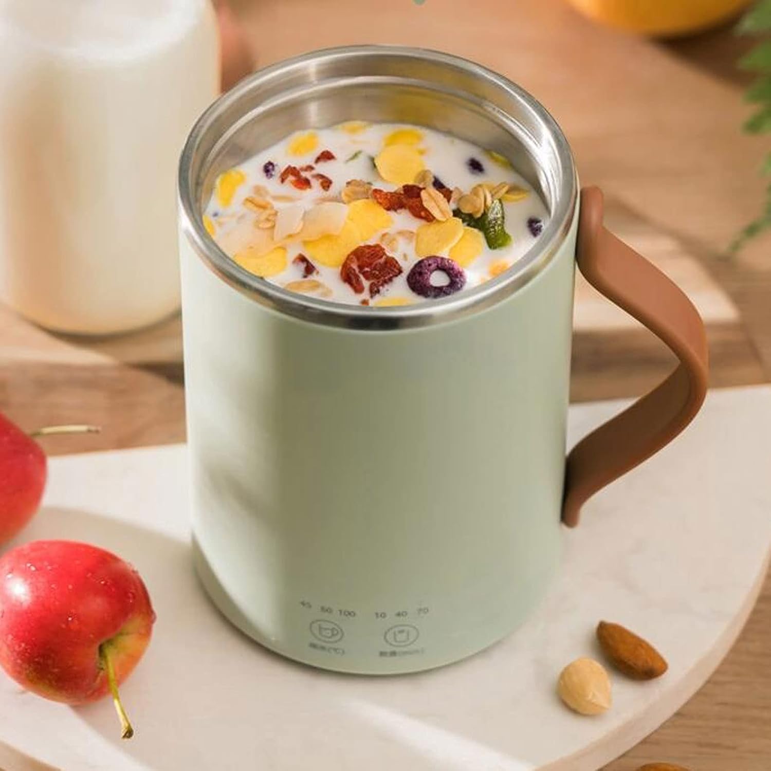 Kettles for Boiliwater, 350Ml Cookipot Stainless Steel Inner Dessert Stewinghine Multi Cooker Preservipot Portable Kettle Boil-Dry Protection, Stainless/Green