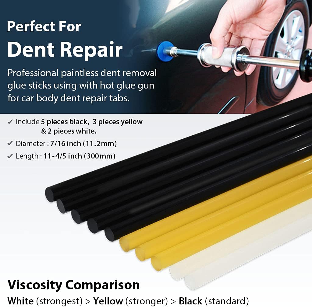 FIRSTINFO Pneumatic Auto Body Dent Puller/Air Suction Vacuum Slide Hammer Paintless Dent Repair Remover with 10 pcs Glue Tabs & Hot Glue Kit