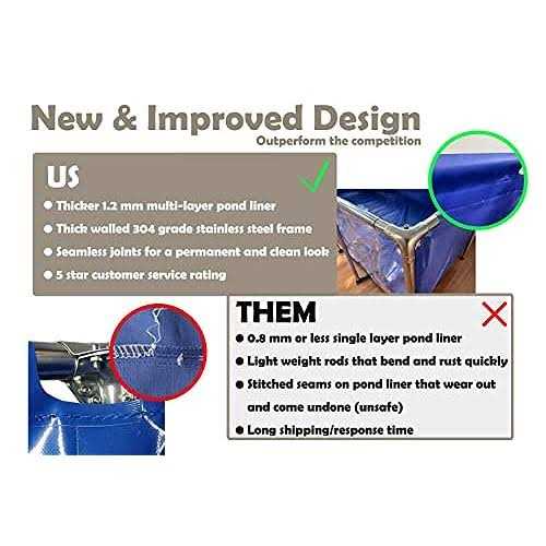 PVC Canvas Fish Pond with Steel Frame,Foldable Water Storage Tank,Aquarium Pool Pond with Transparent Viewing Panel and Drain Valve Used for Display - Pet Supplies online store