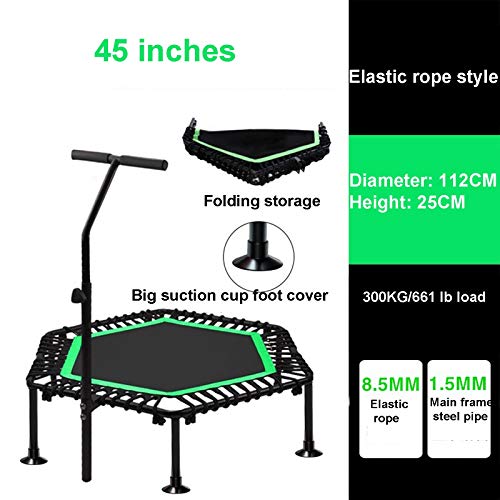 Trampoline Rebounder for Adults Kids,40 Inch Fitness Trampoline with Adjustable Handle Bar,Silent Trampoline for Indoor and Workout Exercise,Max Load 600Lbs (Color : A, Size : 40inch)