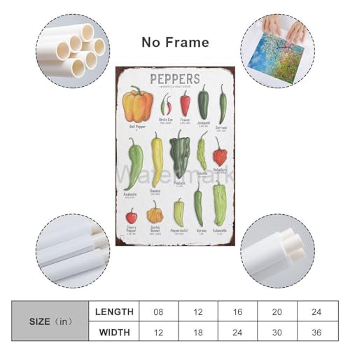 VADDCT Scoville Units Heat Pepper Chart Laminated Vintage Kitchen Poster Canvas Painting Wall Art Poster for Bedroom Living Room Decor 16x24inch(40x60cm) Unframe-style