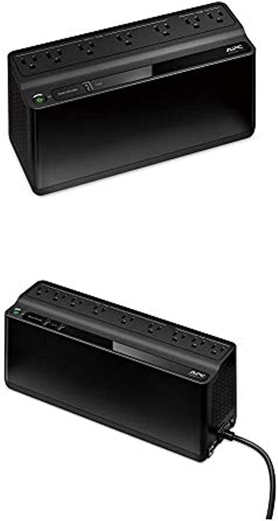 APC UPS Battery Backup and Surge Protector, 600VA Backup Battery Power Supply, BE600M1 Back-UPS with USB Charger Port Pack of 2