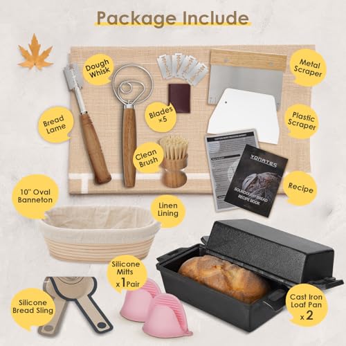 2 in 1 Cast Iron Loaf Pan with Lid, 9×5 Inch Bread Baking Pans for Homemade Bread, Pre-Seasoned Loaf Pan Bread Pan with Sourdough Bread Baking Supplies for Bread Baking, Meatloaf (2 Piece Set)