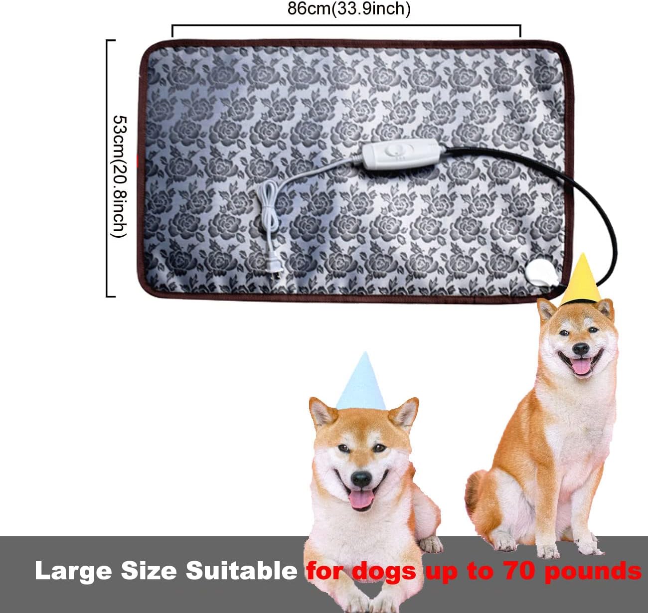 Pet Heating pad Large Heated Dog Bed 34x21 Cat Heating pad Indoor Electric Dog Heating pad Waterproof Heated Dog House mat Easy Clean Pack of 2