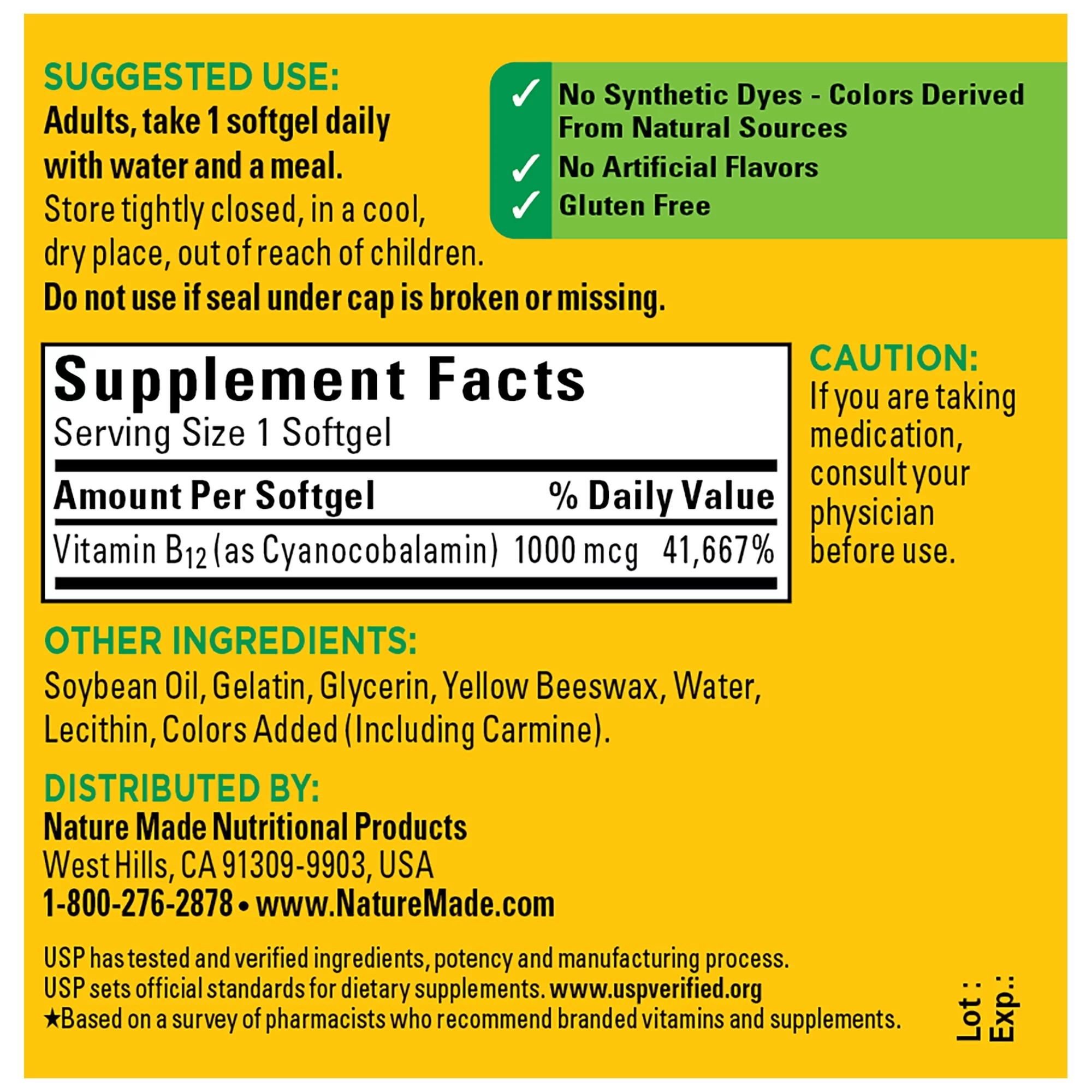 Nature Made Vitamin B12 1000 mcg Softgels, Dietary Supplement, 310 Count
