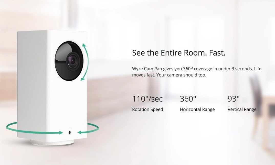 Wyze Cam Pan 1080p Pan/Tilt/Zoom Wi-Fi Indoor Smart Home Camera with Night Vision, 2-Way Audio, Works with Alexa & the Google Assistant, White - WYZECP1 Pack of 2