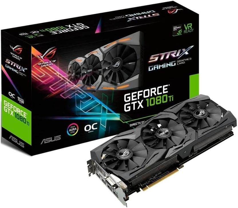 ASUS ROG-STRIX-GTX1080TI-O11G-GAMING GeForce 11GB OC Edition VR Ready 5K HD Gaming HDMI DisplayPort DVI Overclocked PC GDDR5X Graphics Card