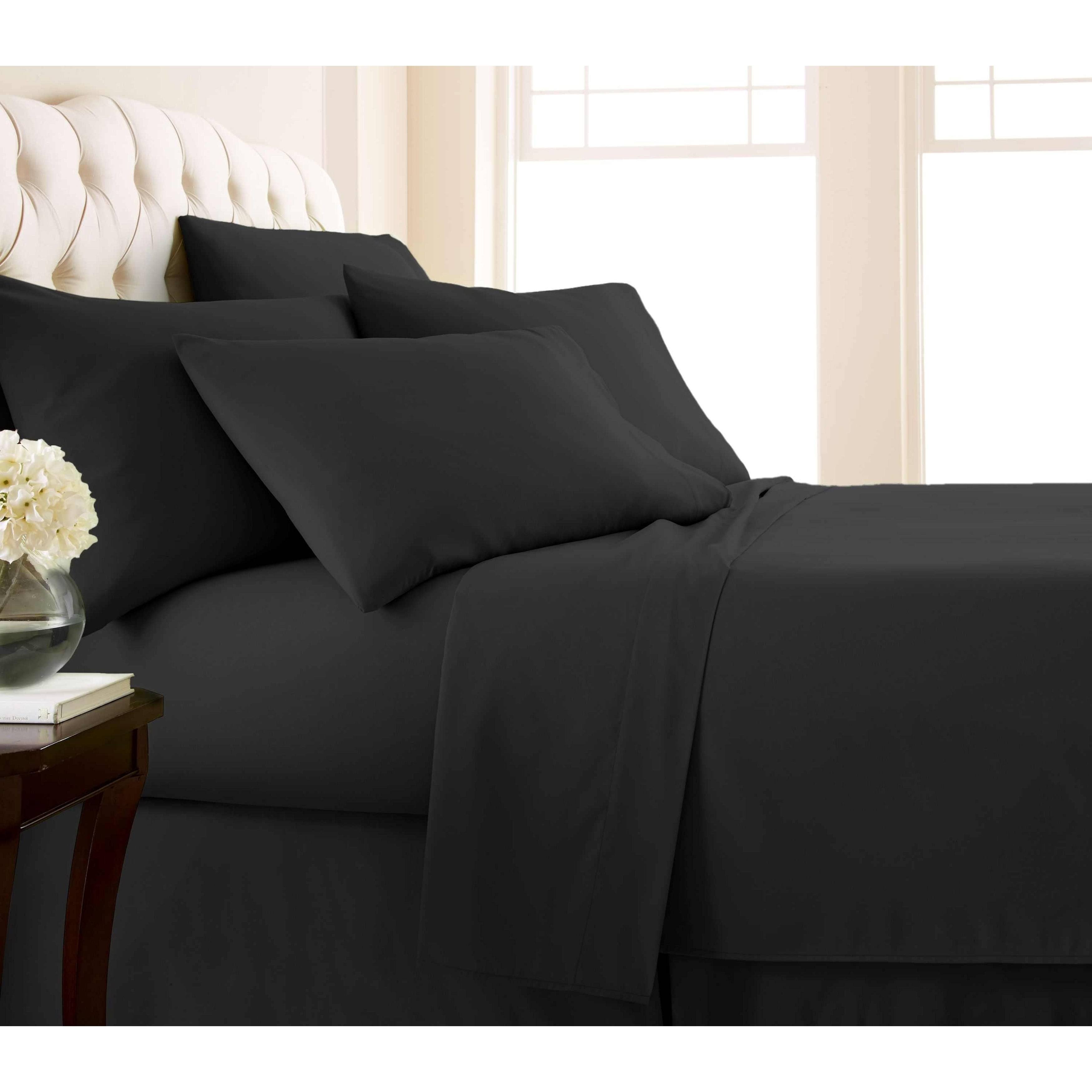 Southshore Fine Linens Adjustable Mattress Split King Ultra-Soft 7-Piece Bed Sheet Set - Black - Avayadevconnect