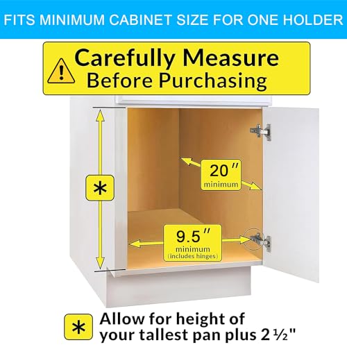 Pull Out Pots and Pans Organizer for Cabinet - Sliding Lid Holder and Pan Rack in Kitchen, Cabinet Pull Out Shelves, Slide Out Cabinet Organizer, Pot Lid, Bakeware and Pan Organizer, Set of 2 Packs