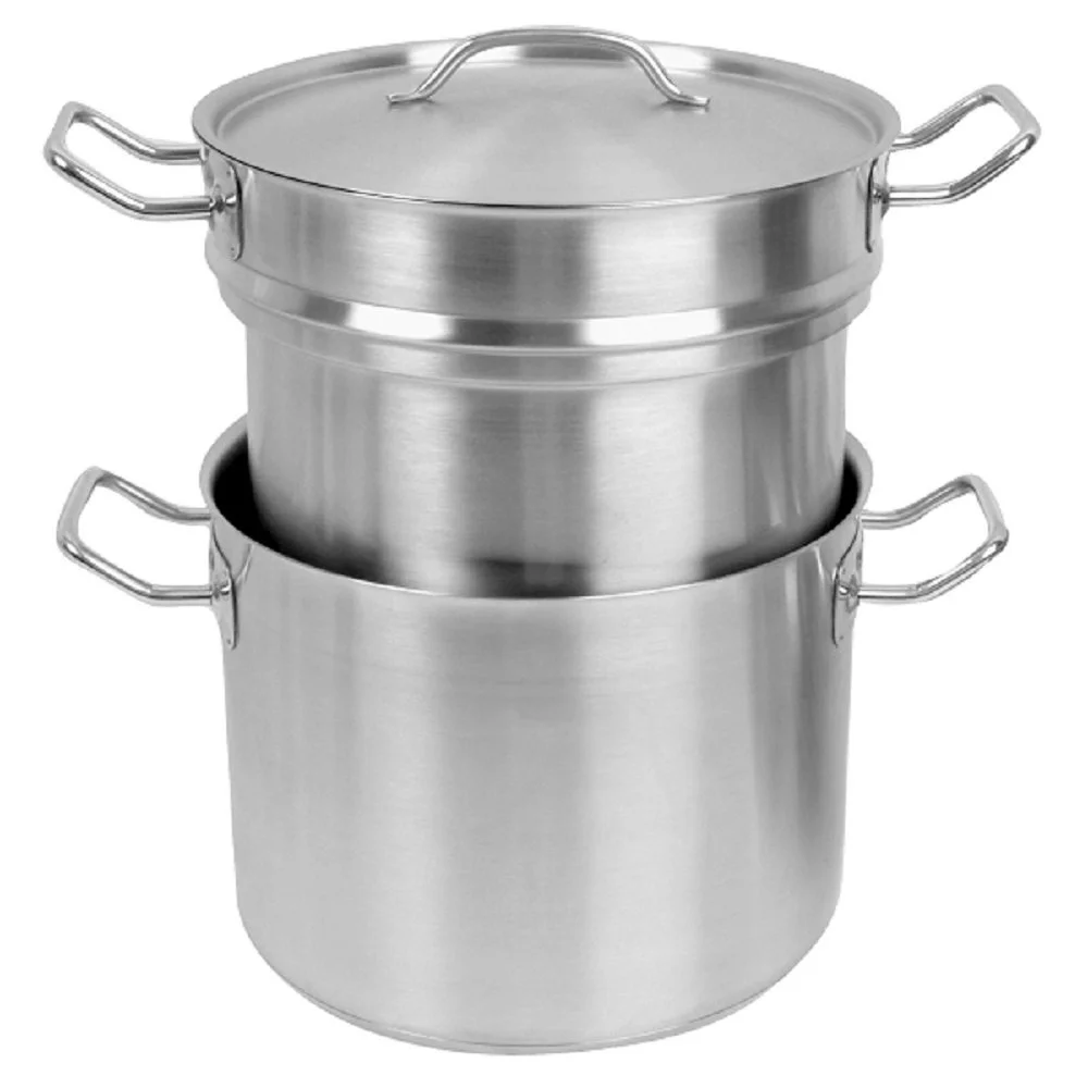 DOUBLE BOILER W/ LID 3 PIECE SET STAINLESS STEEL COOKWARES MULTIPLE SIZES 8 qt - 20 qt (12 qt)