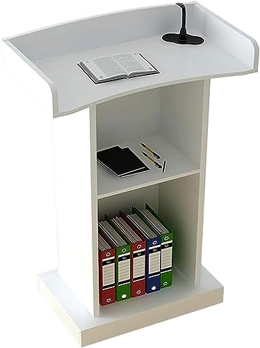 Podium Wood Stand Podium Stand Floor Standing Podiums Reception Desk for Speakers with Storage Shelf, Wooden Speaking Ideal for Conference, Auditorium,