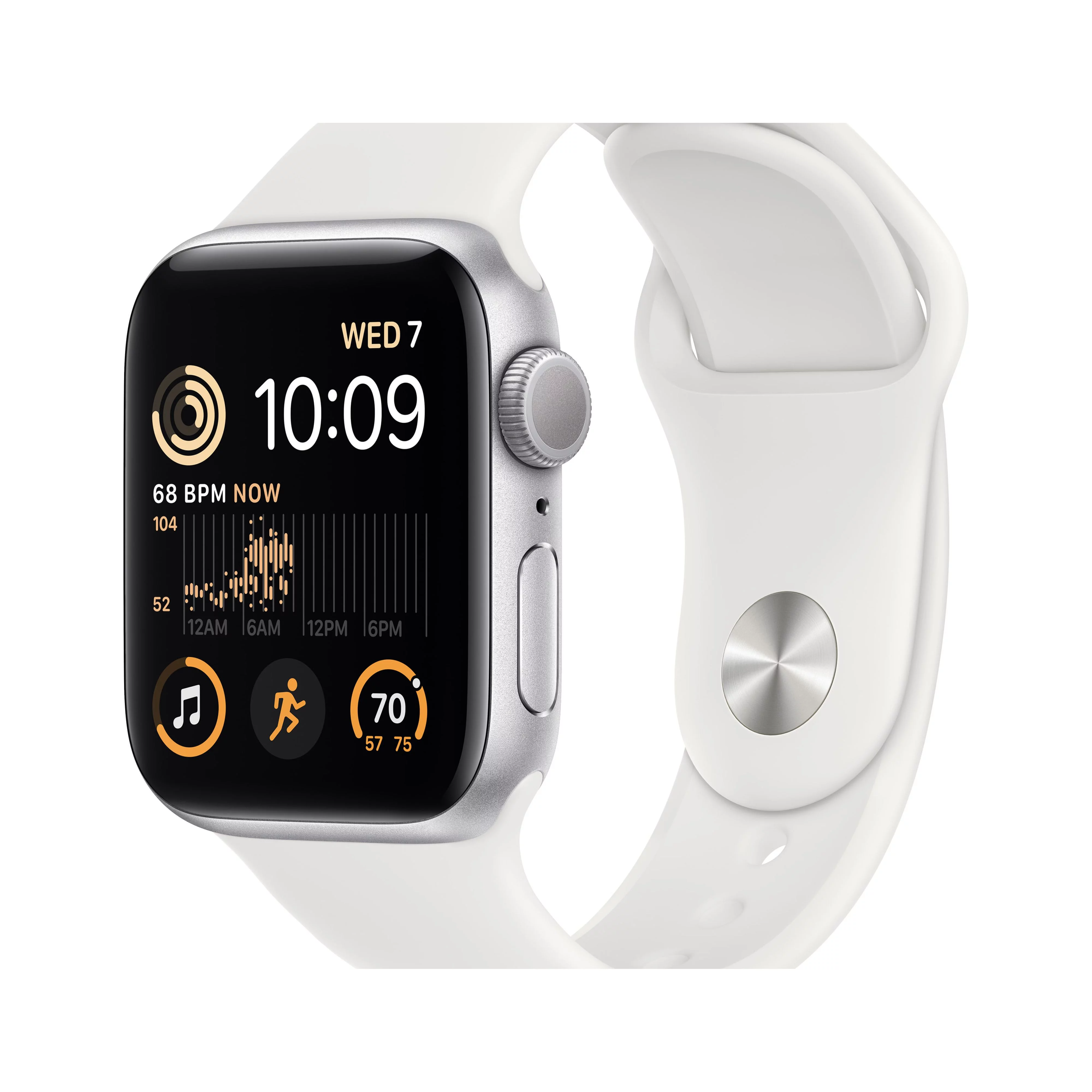 Restored Apple Watch SE (2nd Gen) GPS 40mm Silver Aluminum Case with White Sport Band - M/L (Refurbished)