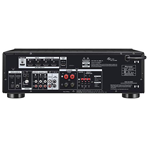 Pioneer VSX-534 Home Audio Smart AV Receiver 5.2-Ch HDR10, Dolby Vision, Atmos and Virtual Enabled with 4K and Bluetooth