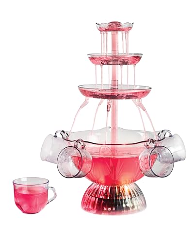 Nostalgia LPF230 3-Tier Lighted Party Fountain, Holds 1.5 Gallons, LED Lighted Base, Includes 8 Reusable Cups