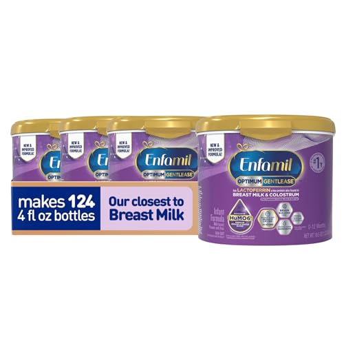 Enfamil Optimum Gentlease Baby Formula, Our Closest Formula to Breast Milk For Fussiness, Crying, Gas & Spit-up, Immune-Supporting Lactoferrin also found in Breast Milk, 19.5 Oz