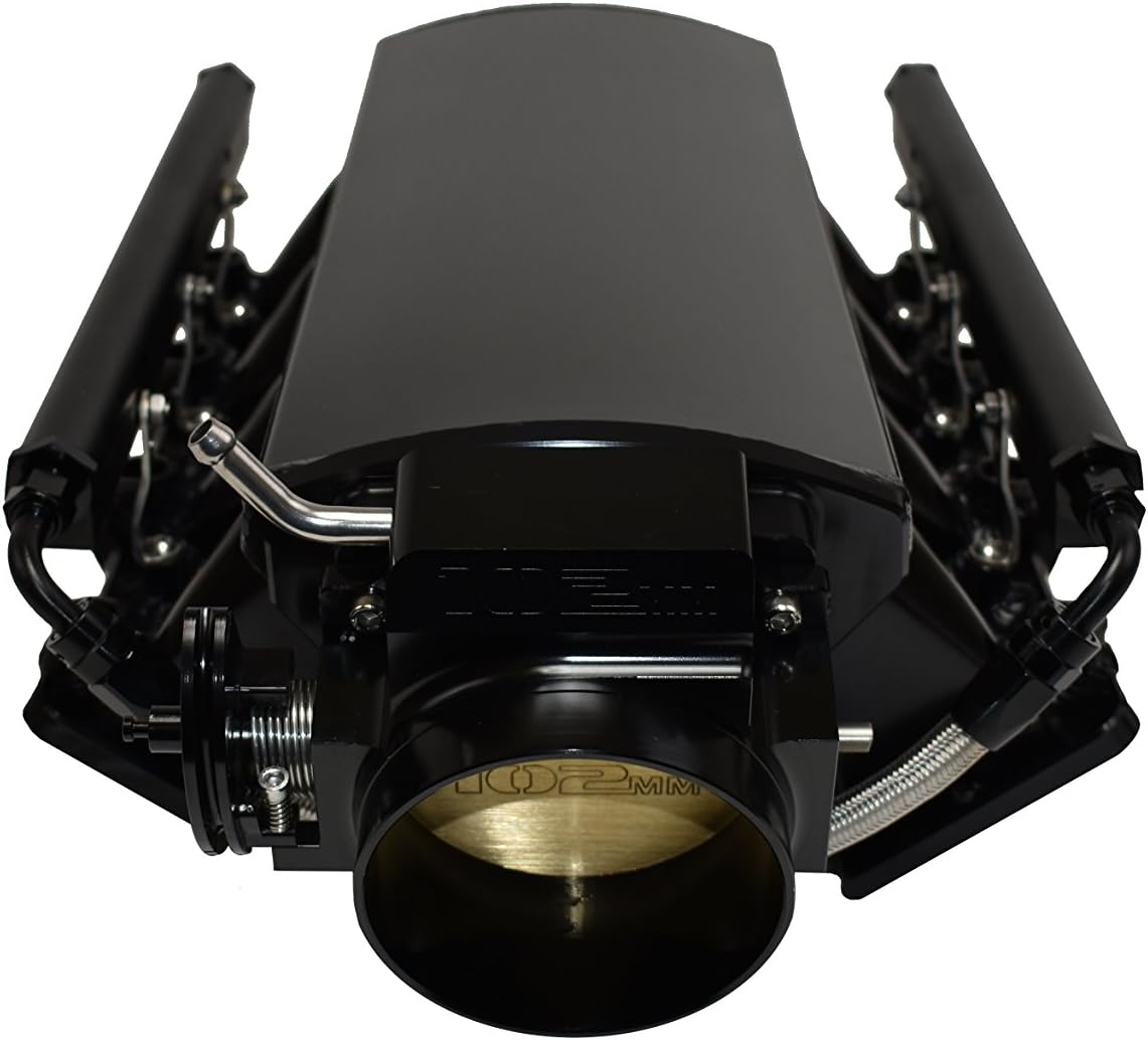 A-Team Performance - Intake Manifold 102mm Throttle Body Sheet Metal Fabricated EFI 15° Throttle Opening - Compatible with Chevrolet GMC Pontiac LS LS1 LS2 LS6 Silver