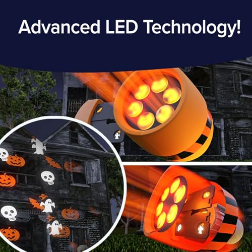 Star Shower Slide Show Halloween Holiday LED Projector, AS SEEN ON TV, Showcase Your Home With Full-Color Holiday Slides, Use 2 or More for Spooktacular Results, Includes 6 Halloween Slides & Remote