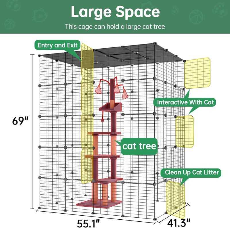 Eiiel Large Cat Cage Indoor Cat Playpen Metal Wire Kennels Crate Ideal for 1-4 Cats - Pet Supplies online store