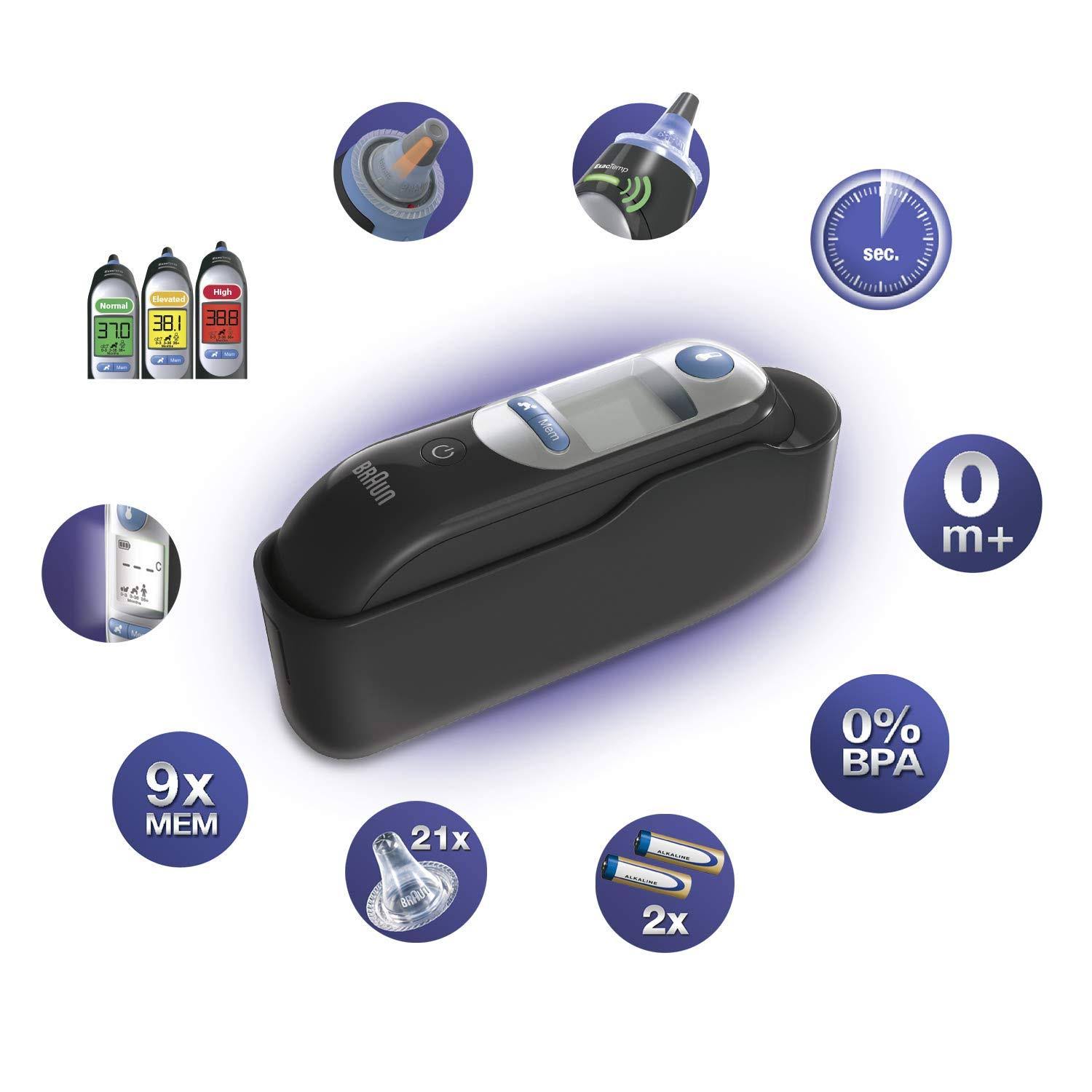 Braun ThermoScan 7 Ear Thermometer with Age Precision - Black Edition