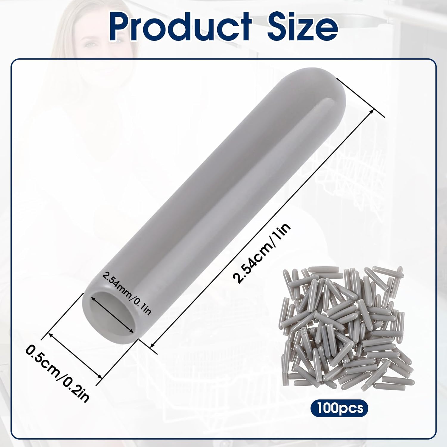 100pcs Dishwasher Rack Tine Prong Repair End Cover Caps Silicone Rust Repair Tip Dishwasher Rack Repair Kit