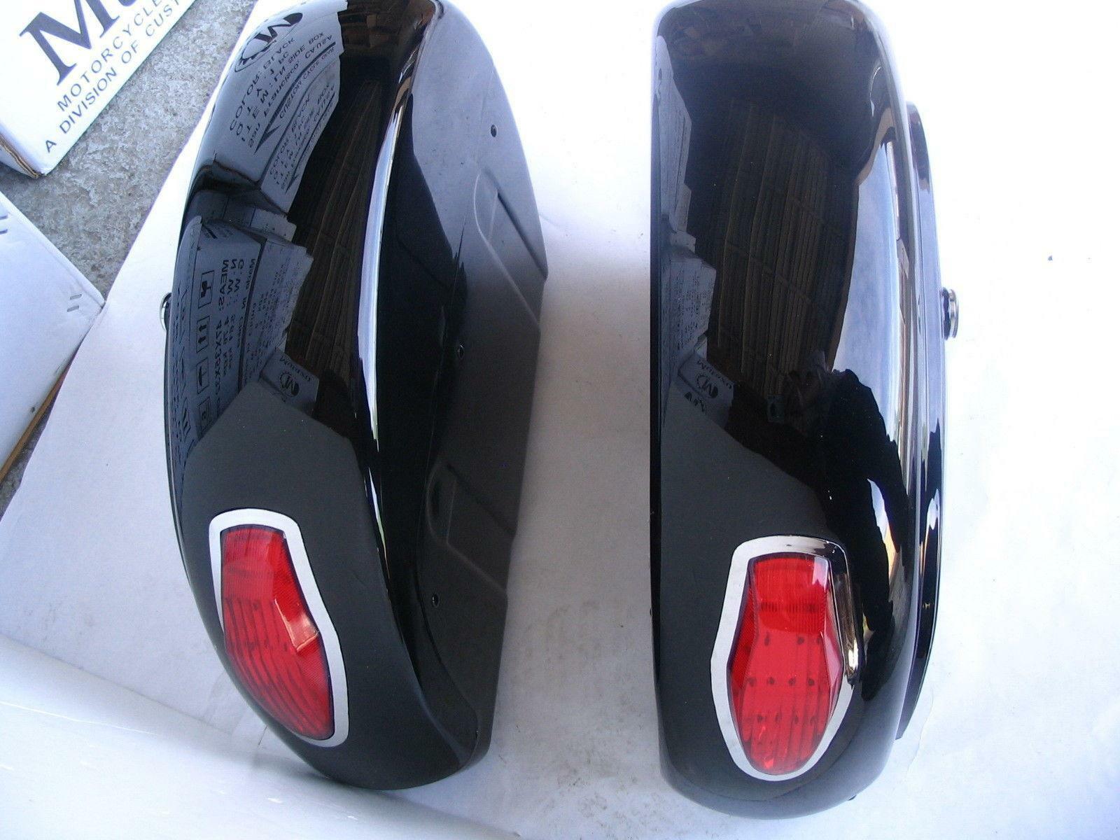 Mutazu Vivid Black LN Universal Hard Bag Saddlebags For Honda Suzuki Kawasaki Harley Yamaha Victory