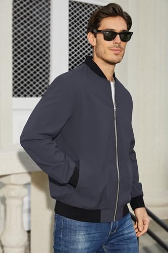 MAGCOMSEN Men's Bomber Jacket Lightweight Jacket Full Zip Light Windbreaker Casual Stylish Golf Jackets