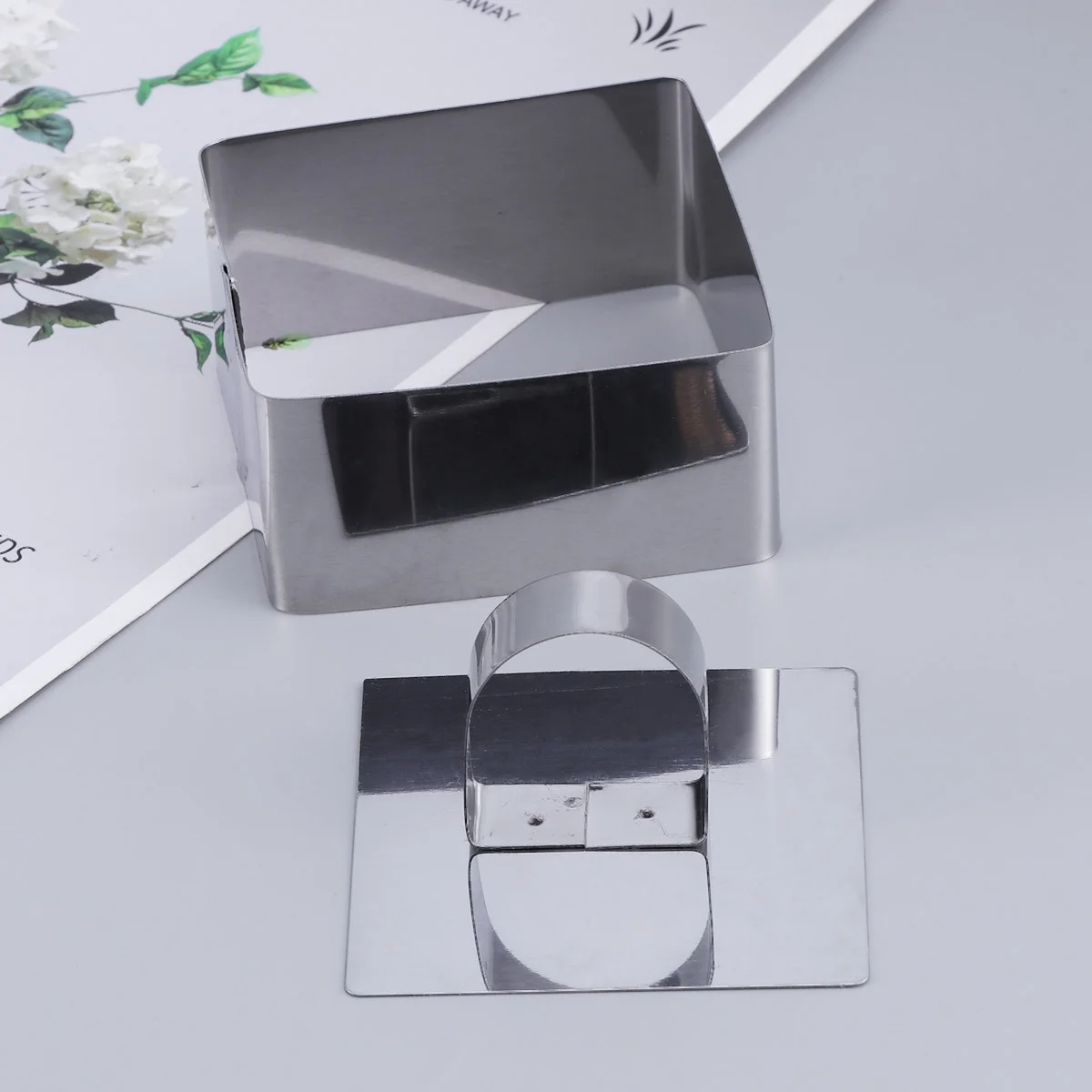 2 Pcs Square Baking Pan Rectangular Mold Cookie Molds Silver