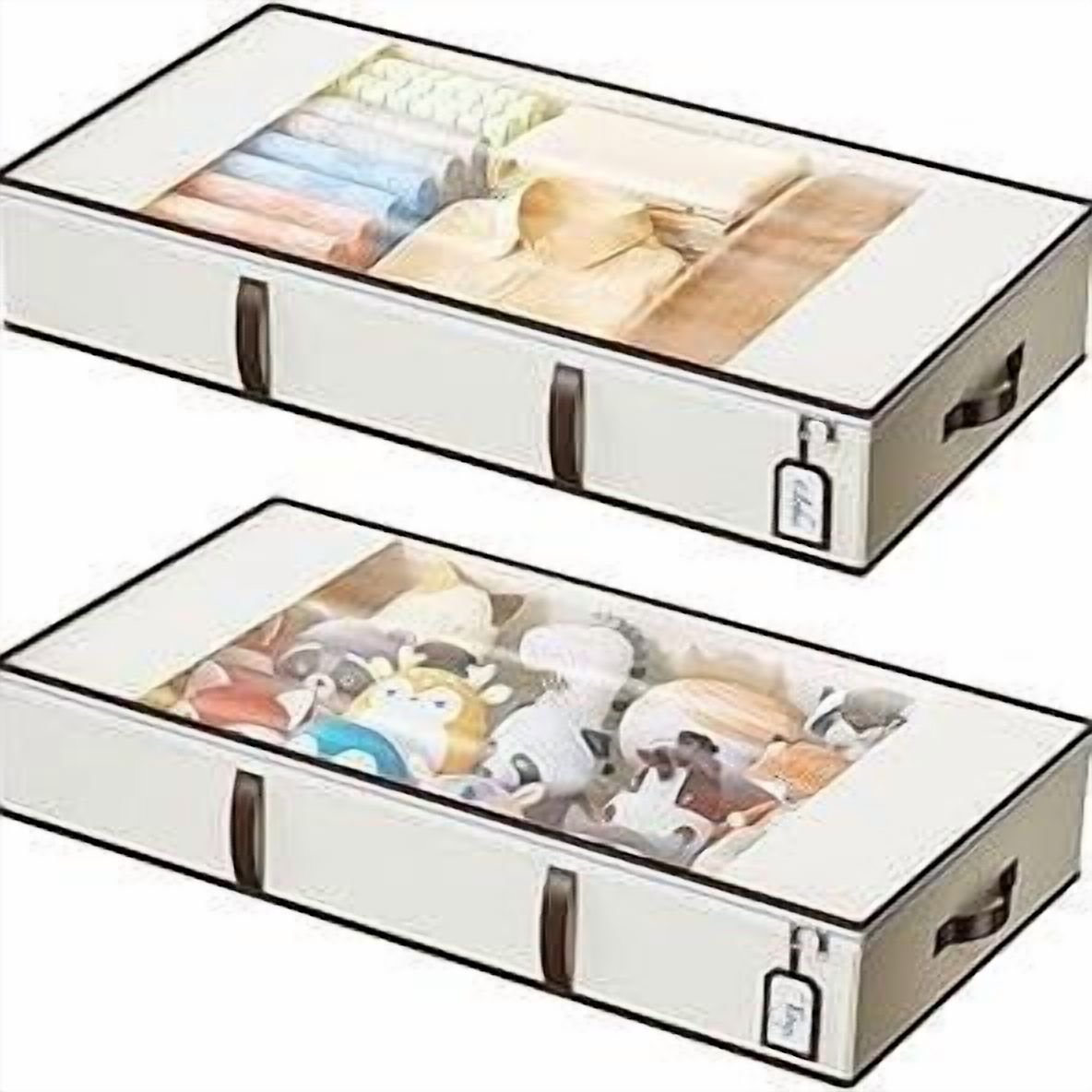 2-Pack Underbed Storage Boxes | Silent Wheels | Dustproof ​​Clear PVC Window |Organizer for Apartments/Dorms/Bedrooms |Back to School Must Have