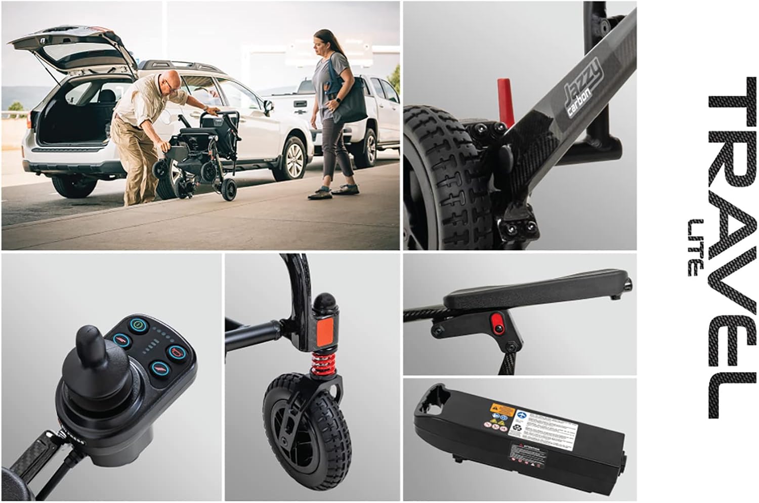 Pride Jazzy Carbon Featherweight Power Chair, Black, with 5-Year Extended Warr