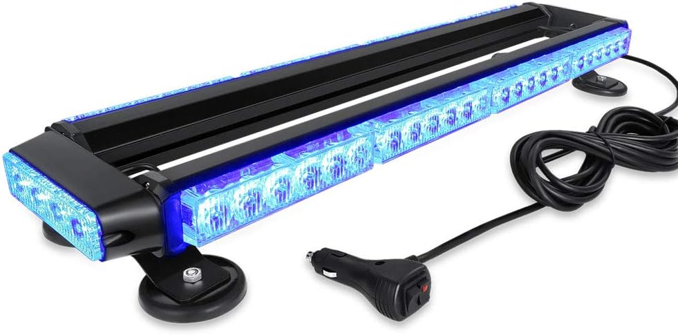 AT-HAIHAN Waterproof 56W Magnetic Blue Red LED Emergency Strobe Flashing Light Bar for Police Cars Law Enforcement Vehicles POV Trucks Rooftop Safety Warning