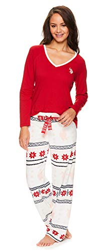 U.S. Polo Assn. Womens Casual Long Sleeve Shirt and Pajama Pants Sleep Sleepwear Set