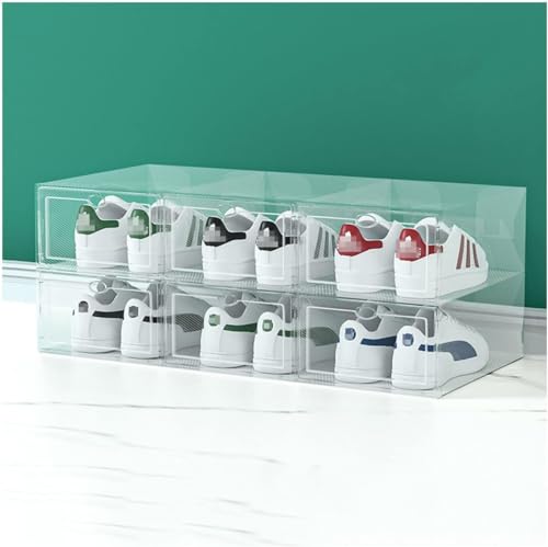 Foldable Clear Shoe Boxes, Sneakers/Sandals/Slippers Holder Container, Dustproof Shoe Organizer with Lid, Shoe Rack 22.5 * 33.5 * 14CM
