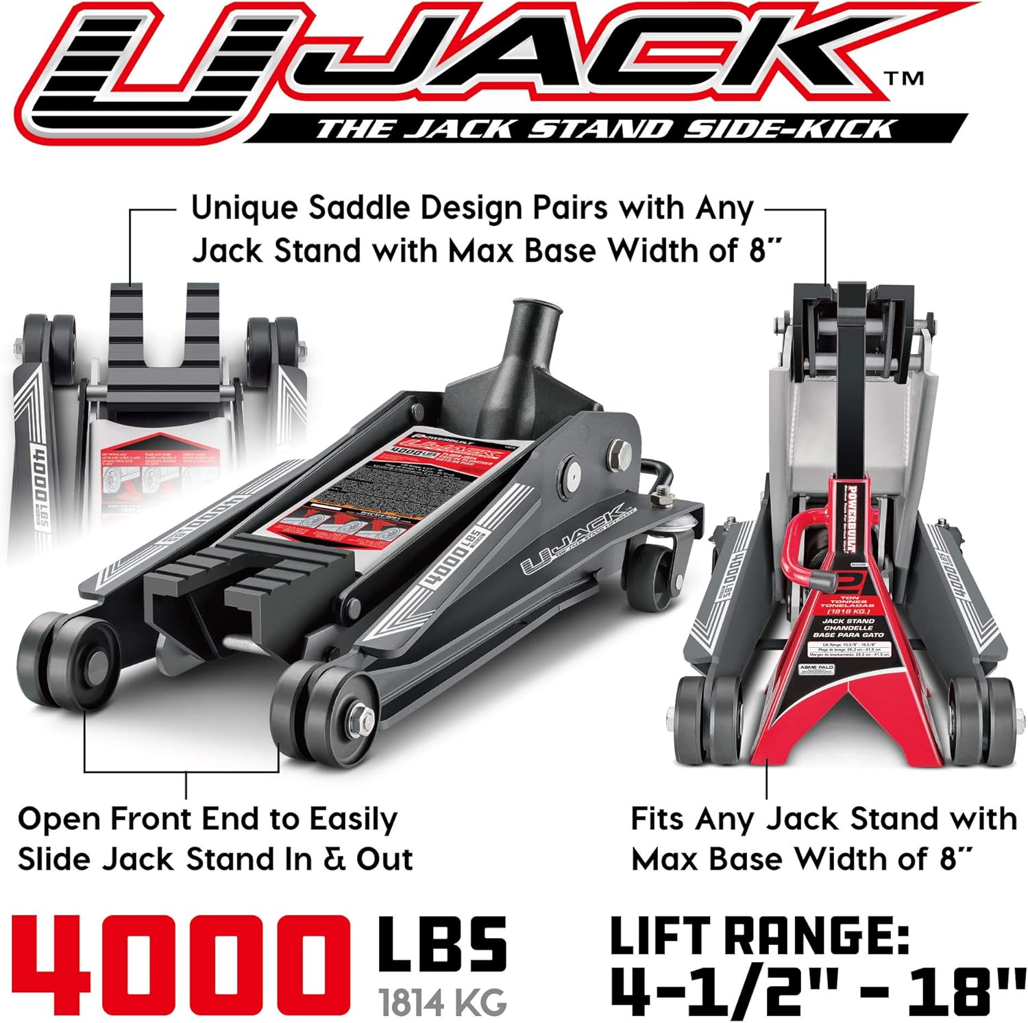 Powerbuilt 620516 2 Ton, U 4000 lbs UJack Garage Jack
