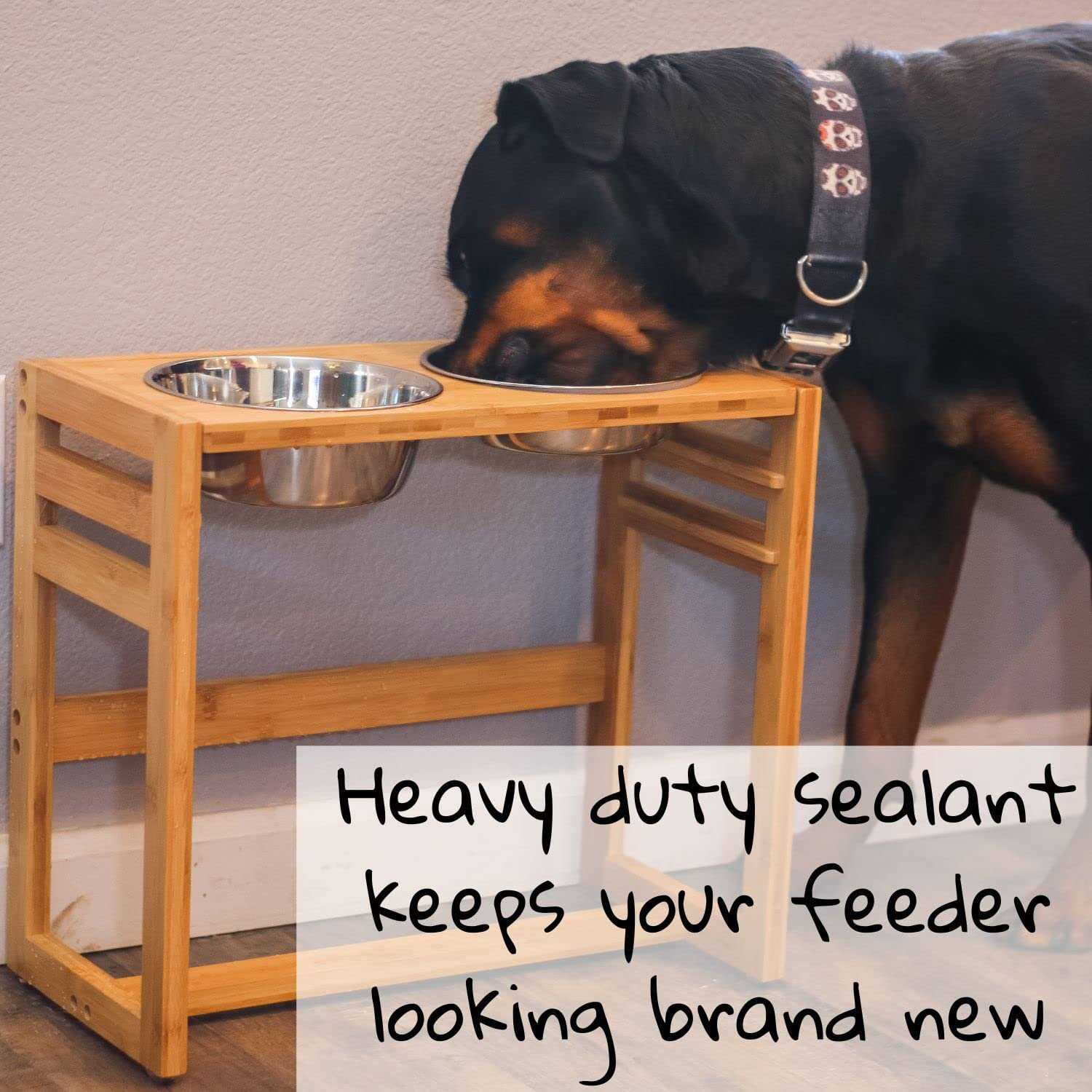 Pawfect Pets Adjustable Height Elevated Dog Bowls for Large Dogs 12”, 14”, or 16” Tall Raised Dog Bowl Stand with Four Stainless Steel Bowls - Pet Supplies online store