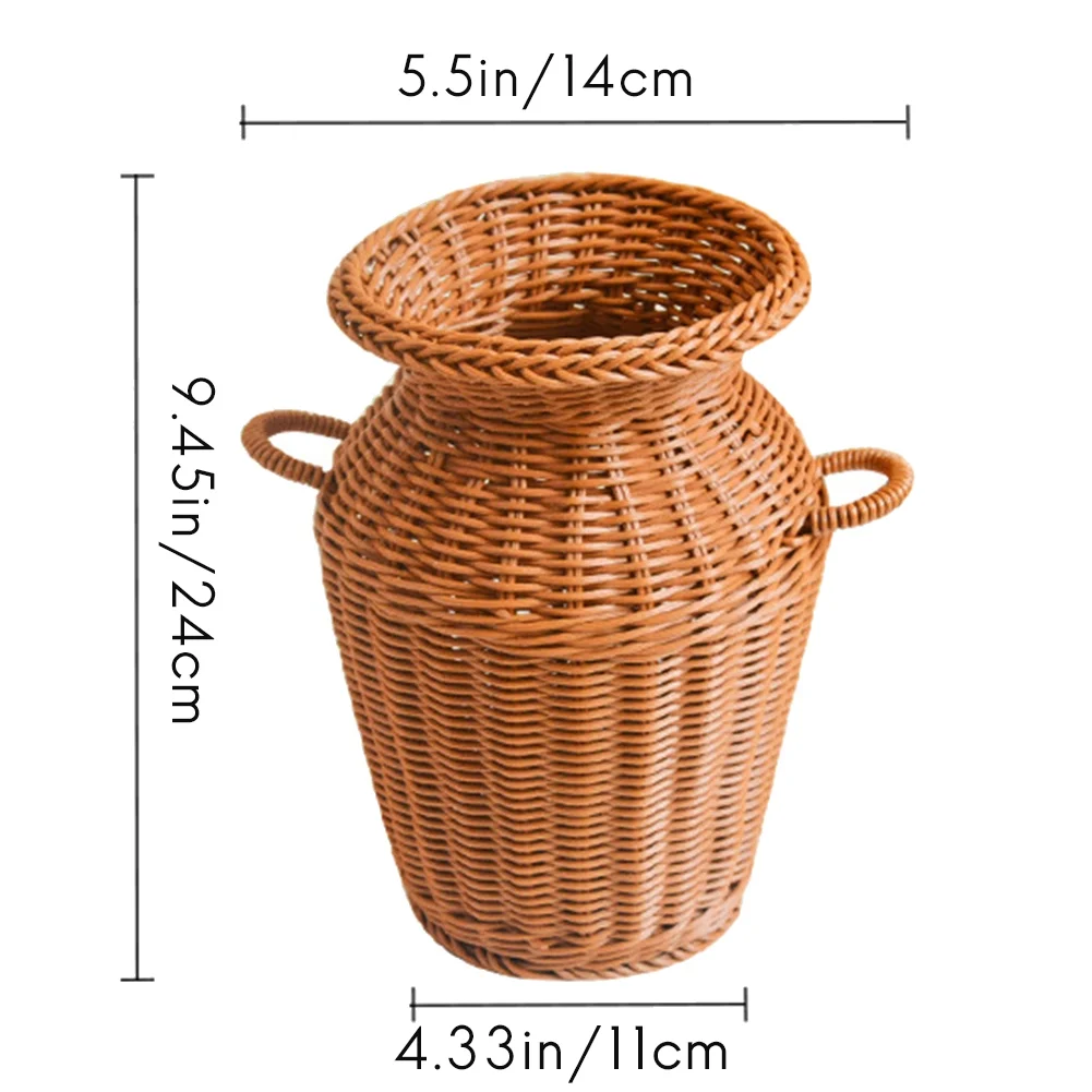 Imitation Rattan Woven Vase Art Tabletop Decoration Plants Flower Pot Faddish Crafts for Home Decor